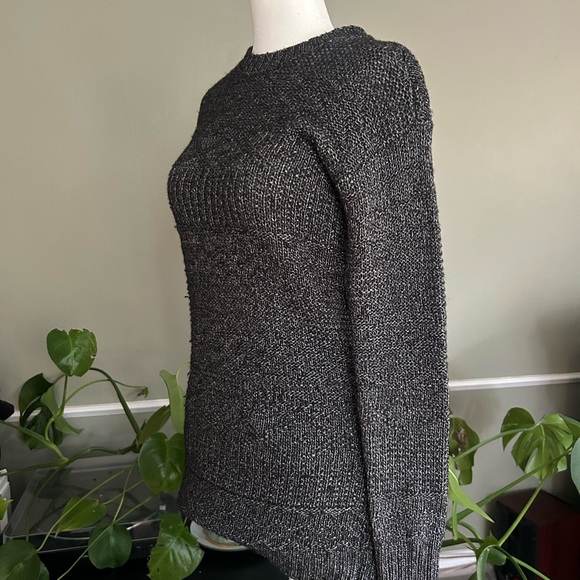 Armani Exchange Knit Crewneck Sweater – Black/Silver Textured Long Sleeve (XS) - Picture 4 of 6